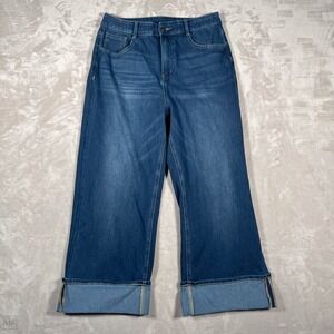 Halara Women's Jeans Cuffed Hem Stretch Casual Relaxed L Blue